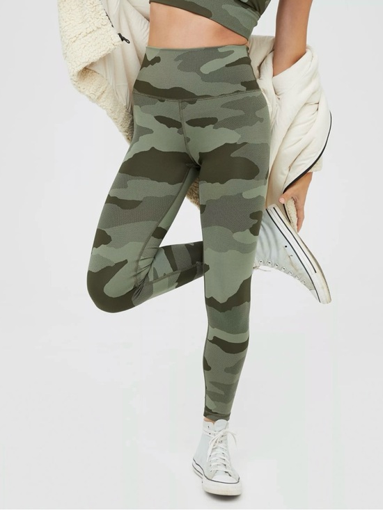 aerie Pants - OFFLINE by Aerie Camo High Waisted Legging Olive Fun Green Camo